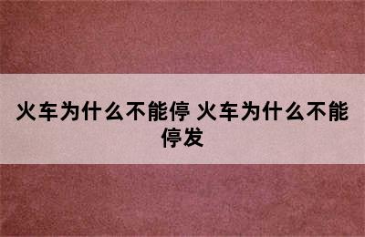 火车为什么不能停 火车为什么不能停发